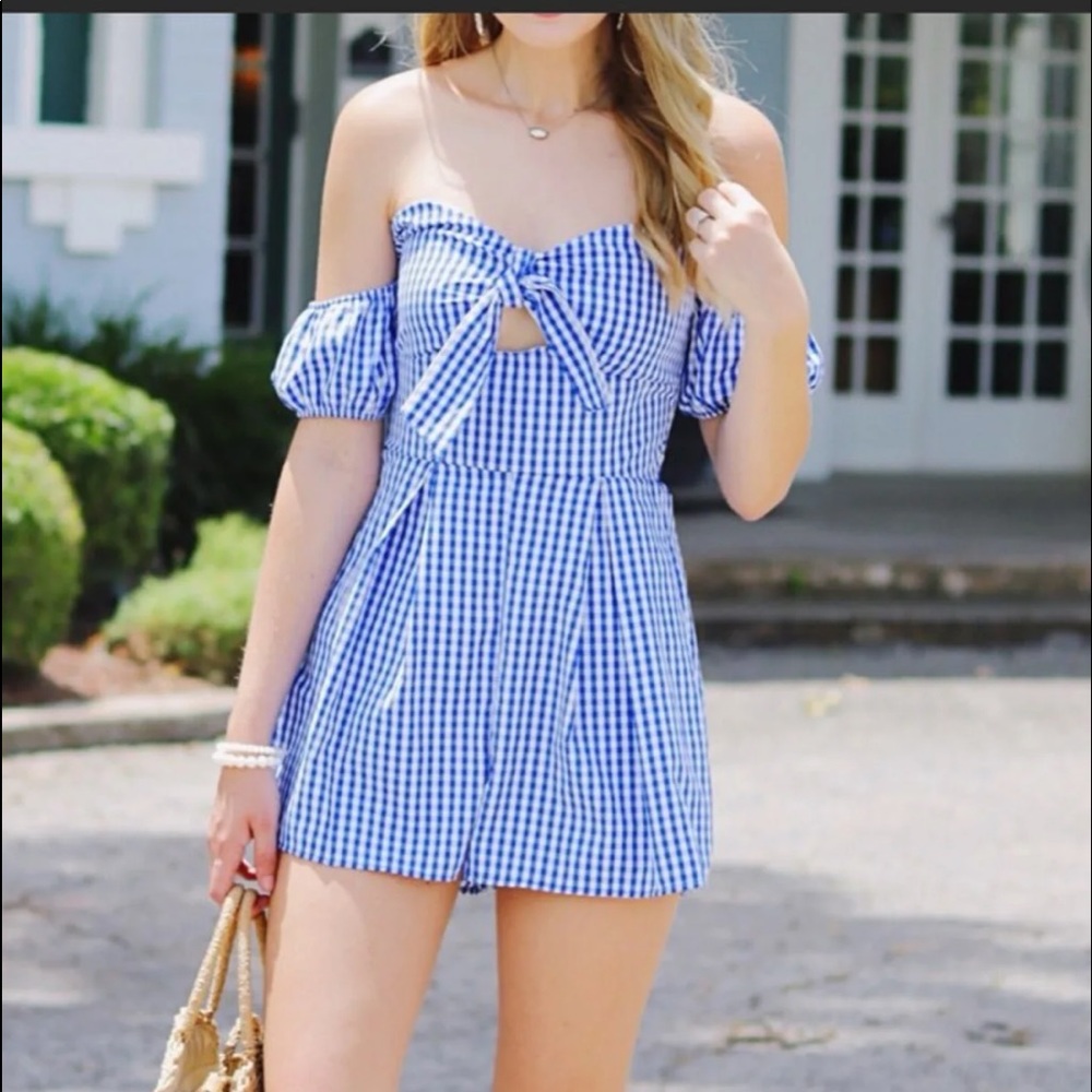 NEW GINGHAM TIE ROMPER